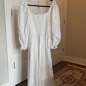 New Look Shirred Midi Dress in Off-White
